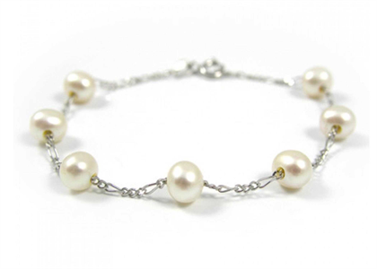 Silver Plated Womens Pearl Bracelet